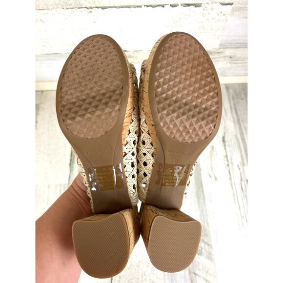 Aerosoles Women’s 8 Cornelia Cream Embroidered Raffia Fabric Platform Sandal NEW - Picture 7 of 9